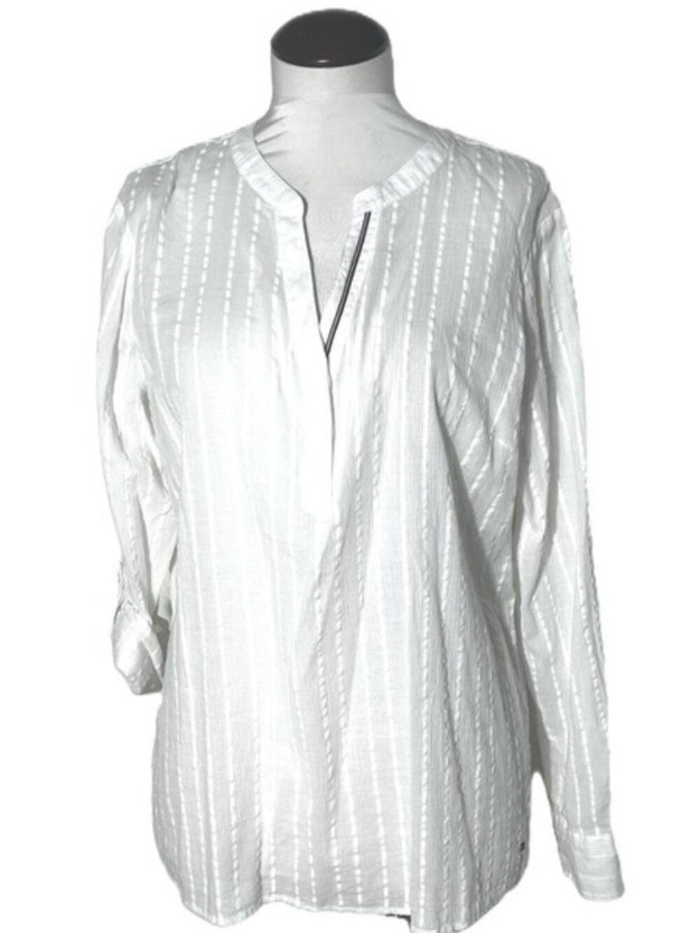 Tommy Hilfiger White Long Tab Sleeves Blouse Top Medium
